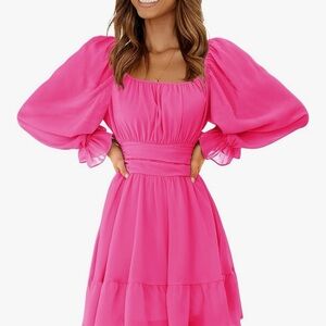 Chic Fuchsia Long Sleeve Dress